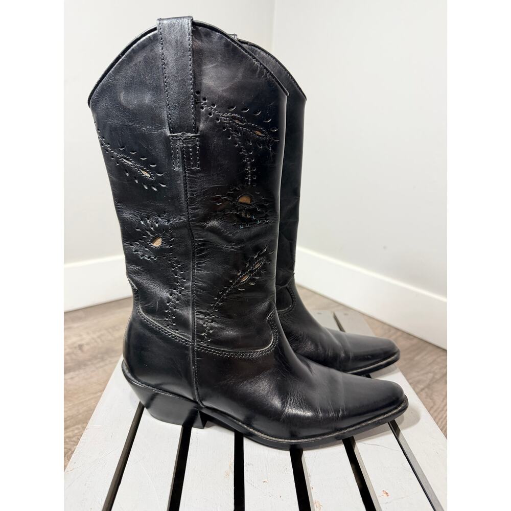 Matisse Black Leather Upper Western Boot Women 6M Brazil